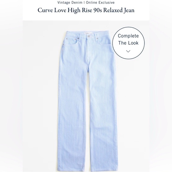 Abercrombie Curve Love High Rise 90s Relaxed Jean Blue Stripe - Picture 1 of 4